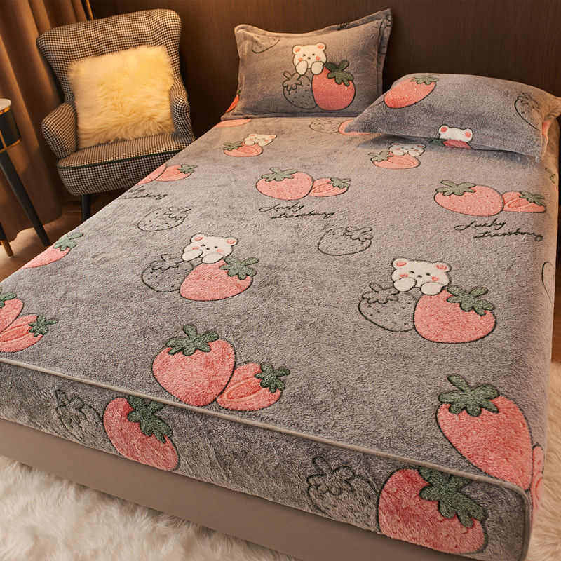 极速加厚珊瑚绒床笠单件雪花v绒床罩床单牛奶绒床套加绒席梦思床