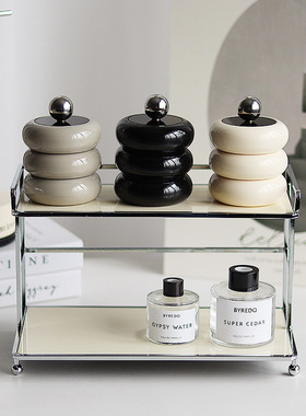 极速北欧ains风桌面防尘卸妆棉签收纳盒树脂牙签罐梳妆台粉扑棉球