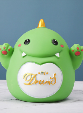 极速2023新款卡通绿色恐龙儿童学生存钱罐N可存可取防摔储蓄罐生