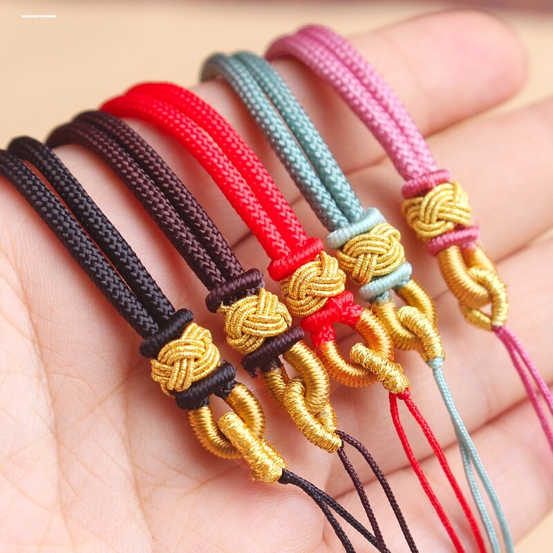 极速可调简约g翡翠如意吊坠挂绳玉佩平安扣项链绳男女款菠萝结挂