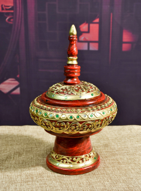 新品泰国工艺品金箔实木佛塔首y饰盒东南亚客厅茶几电视柜玄关装