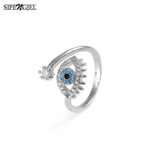 极速SIPENGJEL Tiny Trendty Cubic Zirconia green Eye Rings Ro
