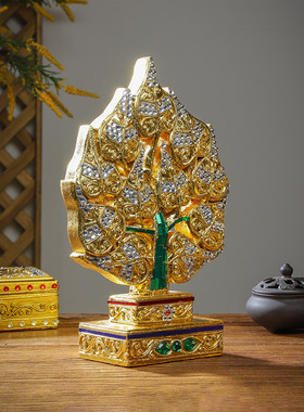 新品泰国菩提树叶桌面木质摆件东南亚风格家M居装饰品茶室复古禅