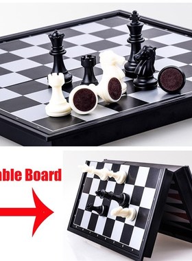 极速Magnetic Chess Backgamvmon Checkers Set Foldable Chess B