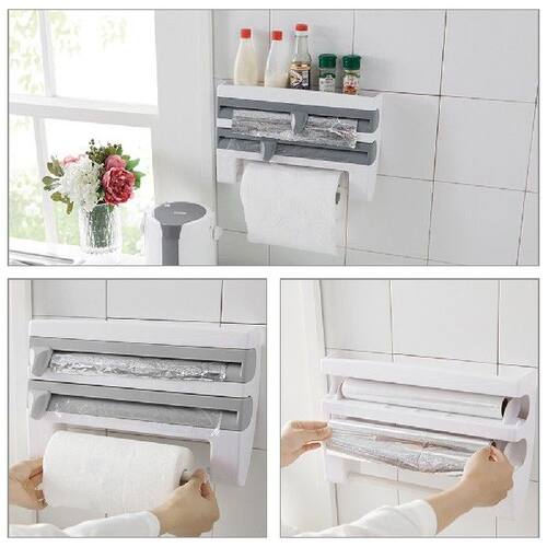 新品4 In 1 Cling Film Csutting Holder Wall-Mount Kitchen Org