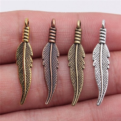 极速WYSIWYG 20pcs 6x31mm 4 Colors Zinc Alloy Feathers C.harm