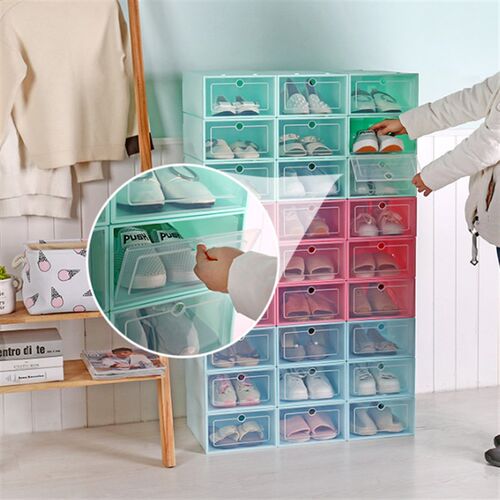 极速3PCS Transparent plastiwc shoe box dustproof Shoes cabin