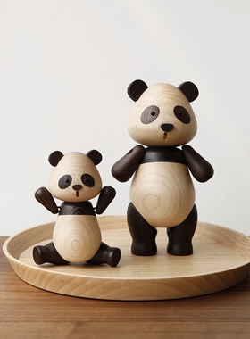 新品熊猫胖达/创木工坊中国元素国宝手工玩偶摆件实W木工艺儿童礼