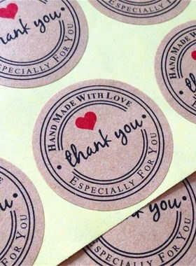 极速100PCS/lot Round qVintage Kraft Label er Thank you DIY M