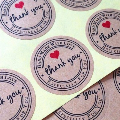 极速100PCS/lot Round qVintage Kraft Label er Thank you DIY M