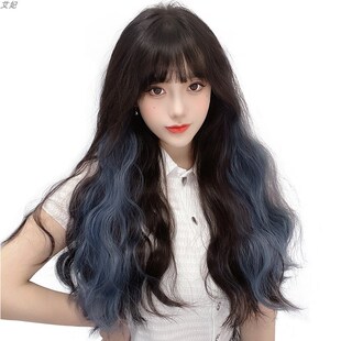 极速假发片挑染挂耳染接发t一片式发条彩色头发蓝色挑染多巴胺假