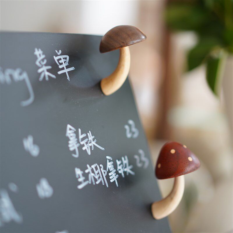 新品蘑菇冰箱贴/实木质磁吸小装饰品可爱植物文创乔T迁礼物2023新
