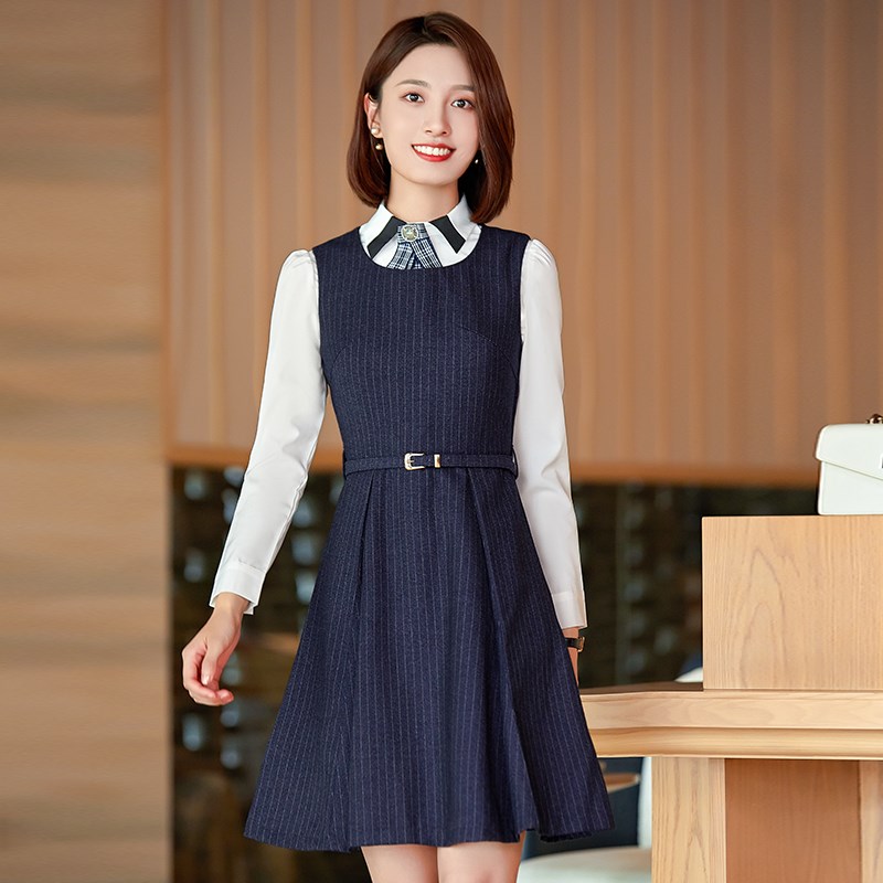 新品春装学院风职业装马甲裙套装行政H服幼师老师园服幼儿园教师