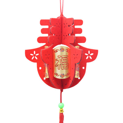 极速新年装饰2023过年室内户外植物F盆栽喜庆挂件兔年植绒小红灯