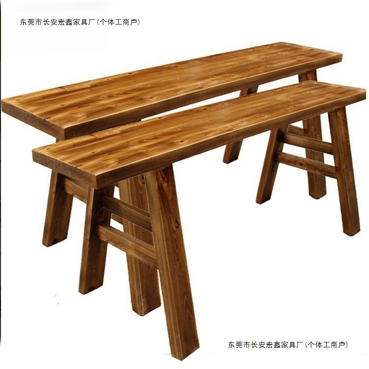 裕絮实木长条凳火锅长凳子现代简约柏木碳化长凳板凳火烧凳宽凳练