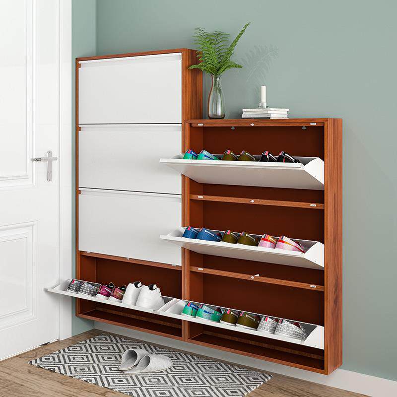 15cm超薄钢制翻斗鞋柜挂墙悬空小户型北欧风简约窄门口放鞋柜收纳