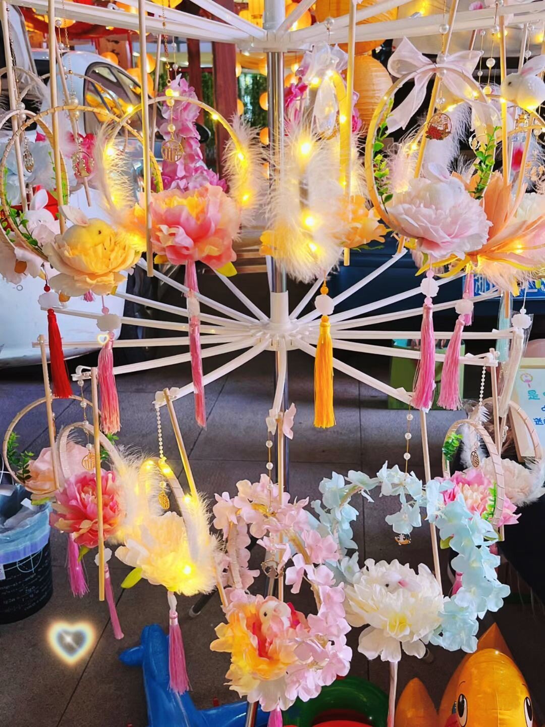 灯笼架子卖花灯摆摊展示架夜市挂灯笼双层支架旋转插灯架户外落地