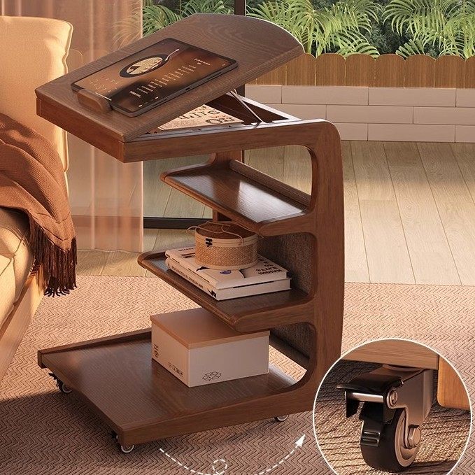 实木边几可移动客厅沙发家用带轮侧边柜床头置物架家用茶几小桌子