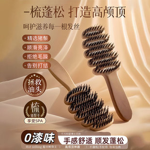 松塔猪鬃梳发顶蓬松神器头部按摩顺发护发排骨梳网红梳男女士专用