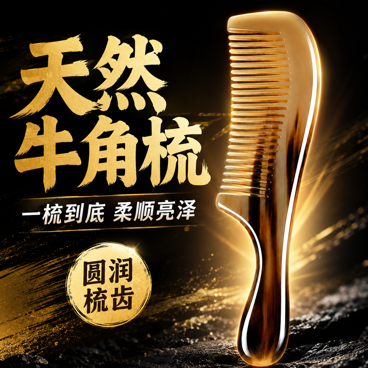天然牛角梳正宗西藏耗牛角女士家用顺发梳男士专用头皮经络按摩梳