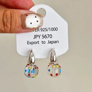 夏日彩色波点泡泡耳环女独特小众设计气质甜美耳坠耳饰2024年新款