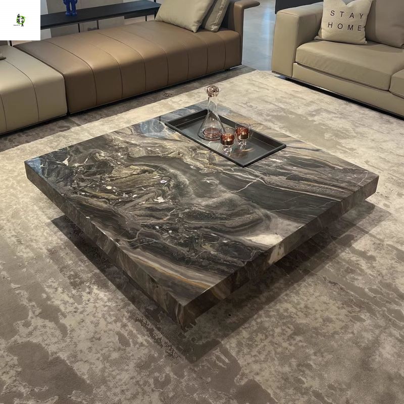 简欧岩板茶几意式简约客厅家用轻奢现代高级感轻奢方形创意设计