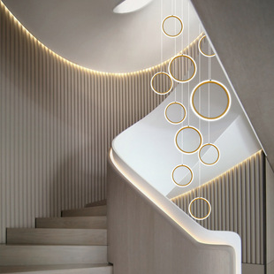 北欧led创意个性客厅别墅楼梯长吊灯现代简约复式楼中空大厅灯具