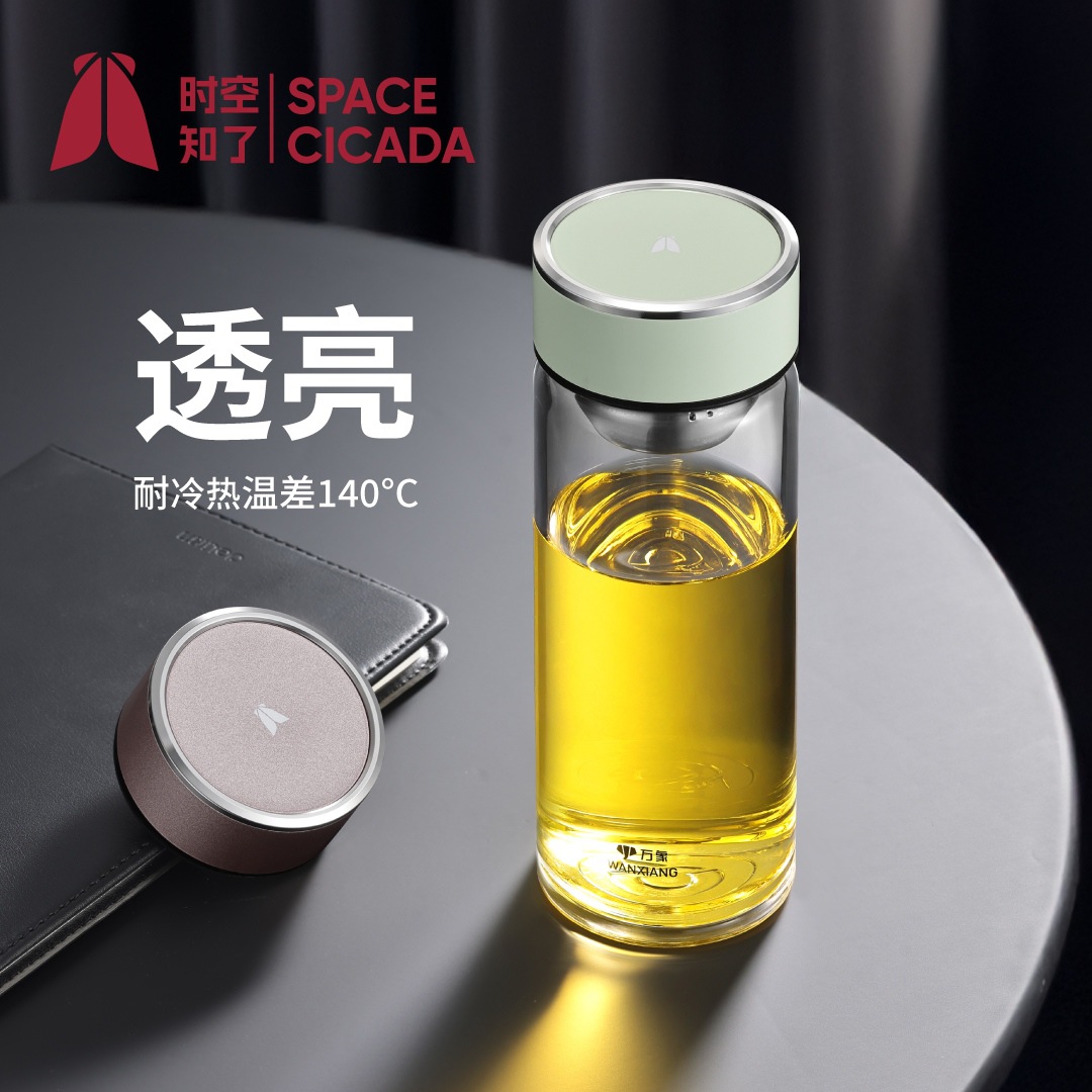 万象高档单层高硼硅玻璃杯女士泡茶杯茶水分离精致便携大容量