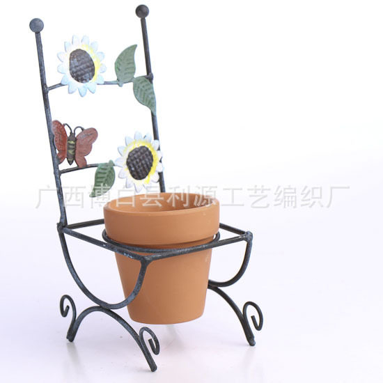 铁线园艺椅子花盆托 凳子型 花园装饰 皇帝椅 花盘托 支架 托架