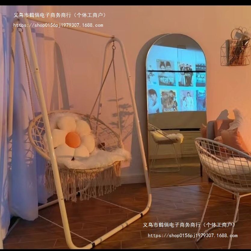 [加大]吊椅成人室内吊篮秋千家庭摇篮椅北欧吊床阳台织物金属骨架