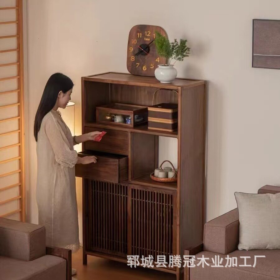 家居中式实木博古架书架办公室书柜组合茶具展示柜多宝阁摆件