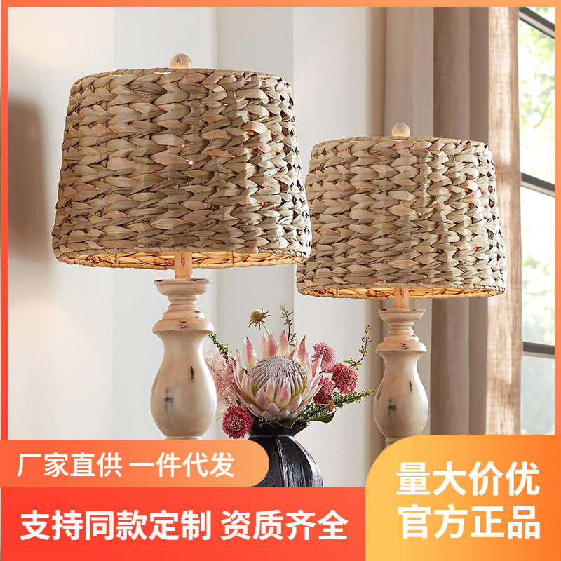 中式竹编LED台灯 书房桌子灯卧室床头柜灯夜灯装饰家居灯具编织灯