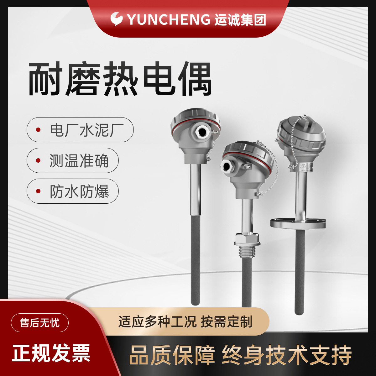 WRNNM231水泥煤灰电厂专用耐磨热电偶K型E型PT100防爆温度传感器