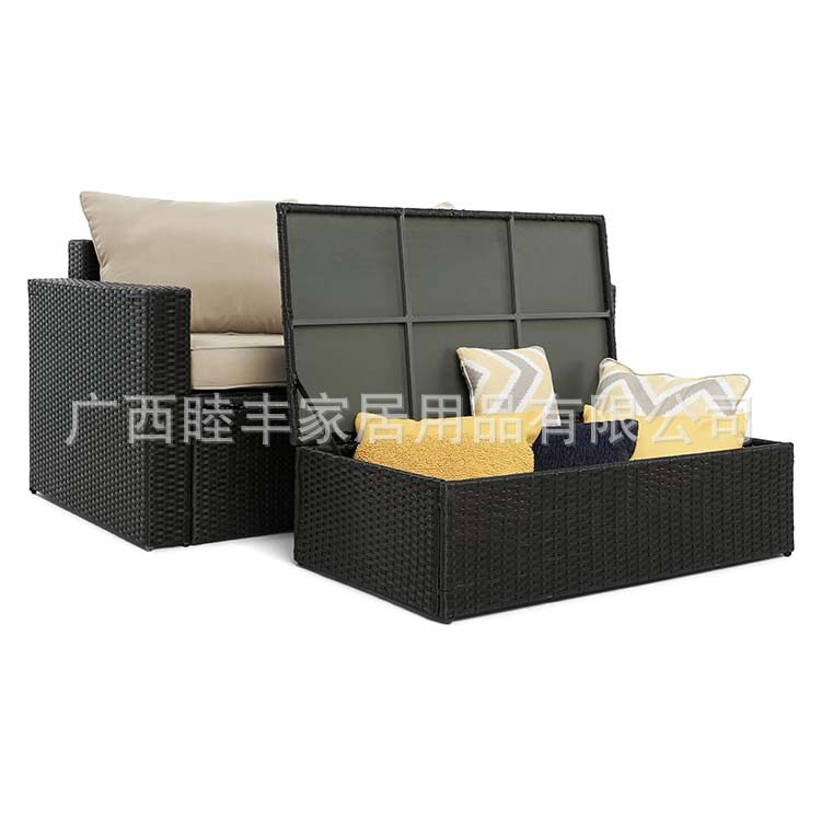 订制户外藤编沙发庭院藤沙发阳台室外露天藤椅双人沙发储物箱套装