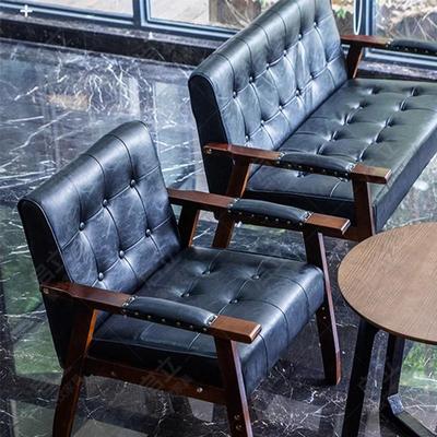 茶楼卡座单人沙发椅咖啡厅桌椅组合休闲办公室餐厅洽谈双人皮沙发