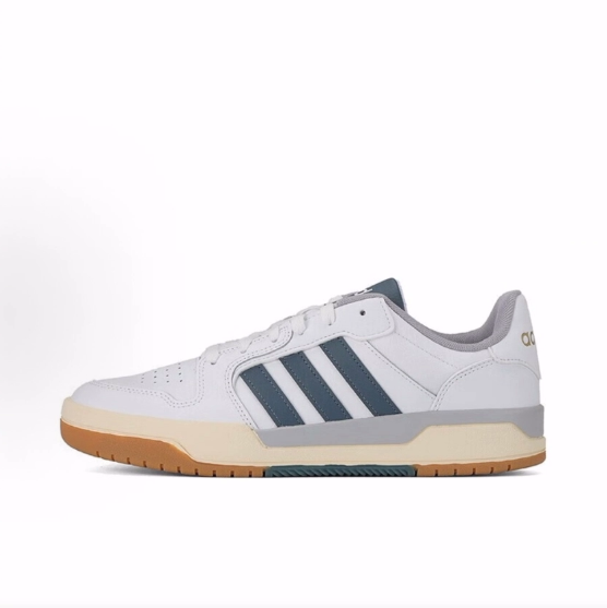 adidas ENTRAP 织物合成革牛剖层革皮革低帮篮球鞋男女同款白蓝色