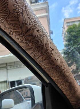 黑色AB柱贴皮材料JDM风格车室改装布138cm宽汽车装饰皮布彼岸花纹