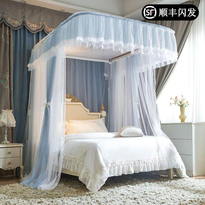 落地蚊帐家用2025新款u型伸缩导轨卧室高级法式宫廷床幔加厚轨道x
