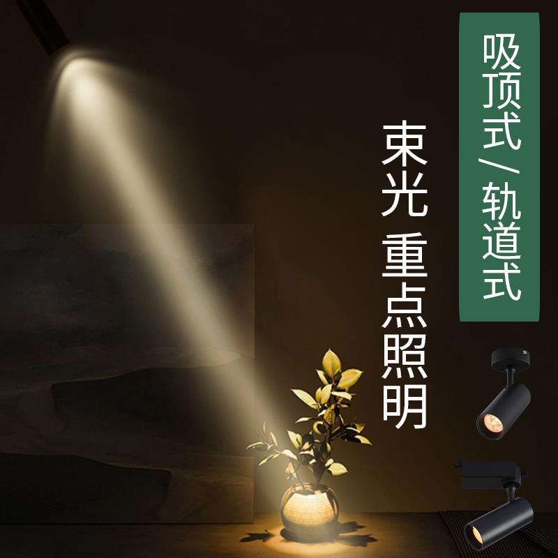 小角度明装轨道射灯5度8度角餐厅会所餐厅吧台装饰一束聚光灯3W5W