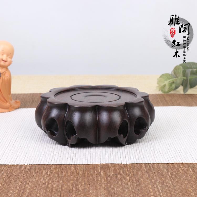 黑檀实木创意瓷器盆景花瓶紫砂壶佛像石头玉器摆件香炉底座托整木
