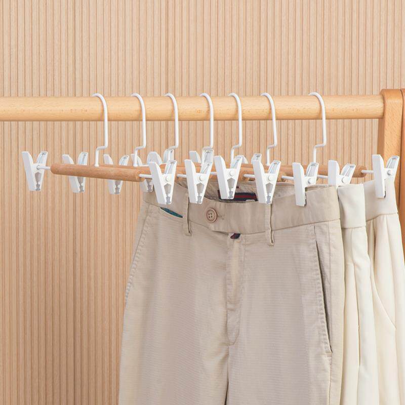 桢美实木裤夹衣架简约无痕裤架高端衣橱酒店收纳服装店专用裙夹