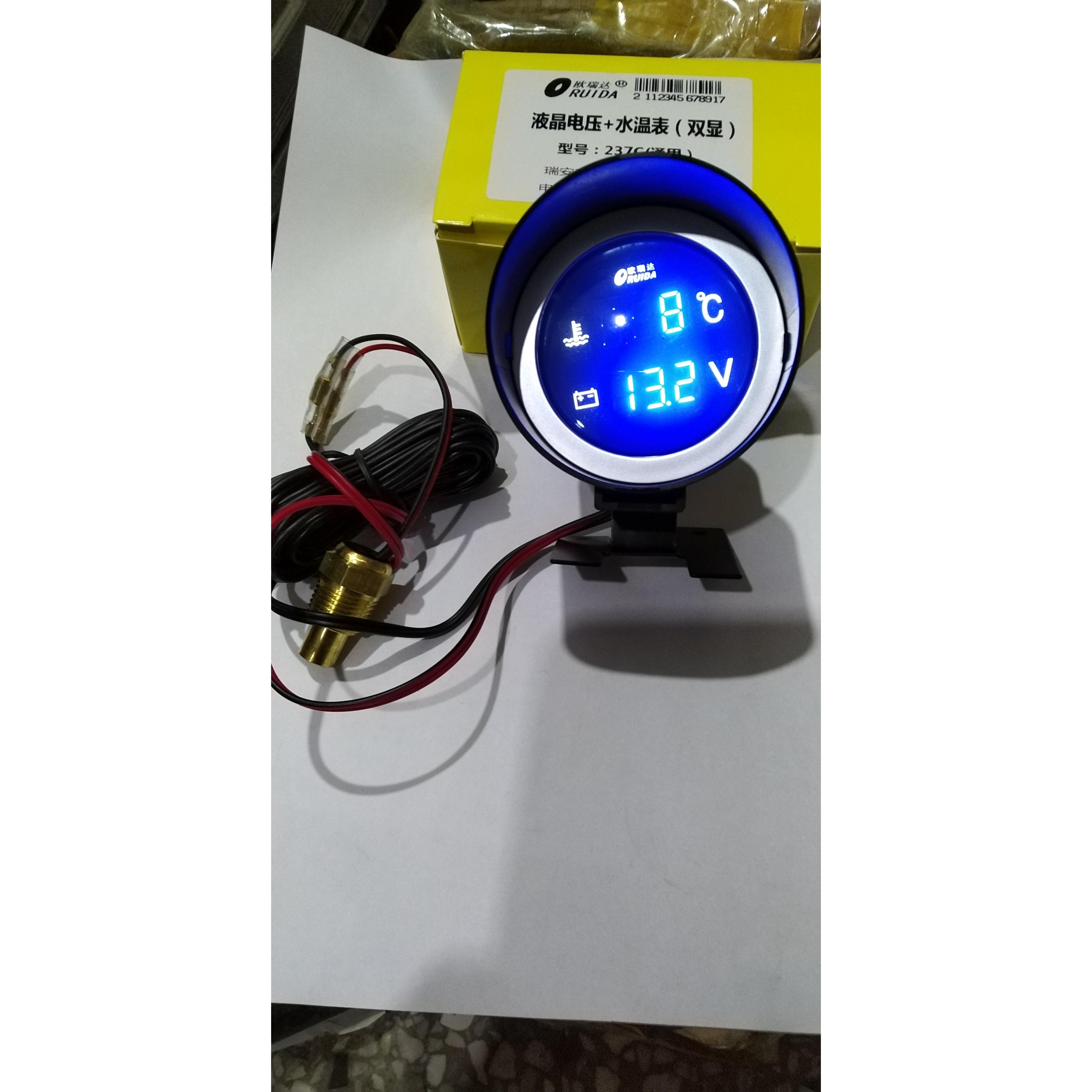圆形汽车水温表12v货车智能水温电压表工程车挖掘机24v水温电压显