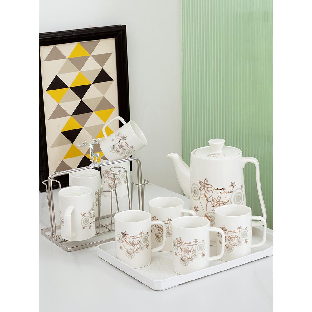 陶瓷水杯套装北欧冷水壶大容量凉水壶欧式杯子家用客厅办公室茶具