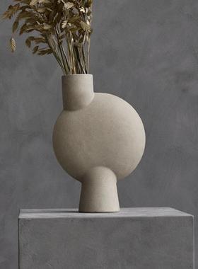 迦乐北欧简约日式侘寂风干花插花陶器台面展架艺术装饰摆件