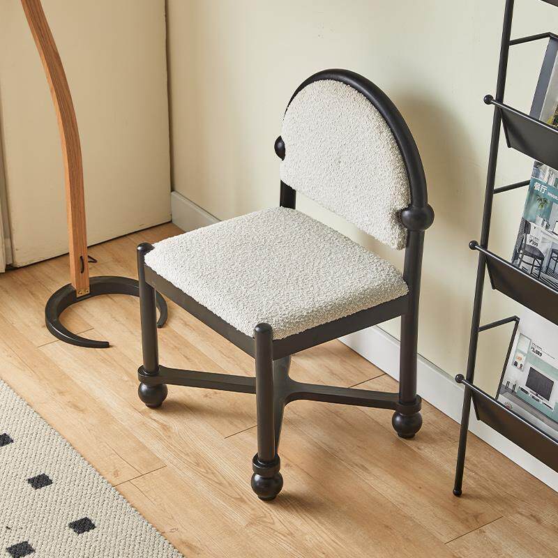 法式实木餐椅家用覆古靠背餐桌椅子轻奢高级感网红女生卧室化妆椅