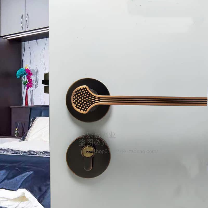 红古铜色门锁分体锁静音门锁卧室内木门锁办公室5850磁吸锁体5845