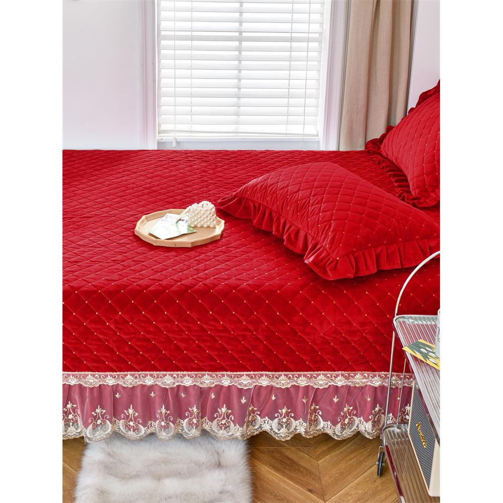 雪尼尔牛奶绒榻榻米床盖水晶绒夹棉大炕盖三件套农村土炕单件床垫