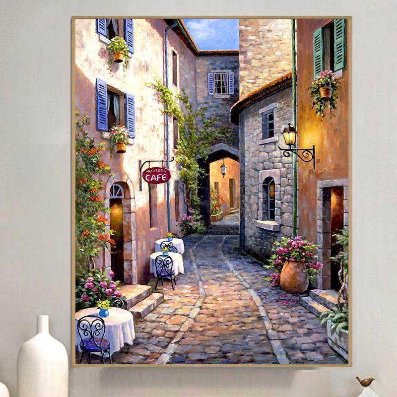 钻石画满钻新款2024欧式小屋风景5d点贴钻十字绣小幅客厅卧室餐厅,居家布艺,钻石绣,淘宝优惠券,粉丝福利购,淘宝优惠卷