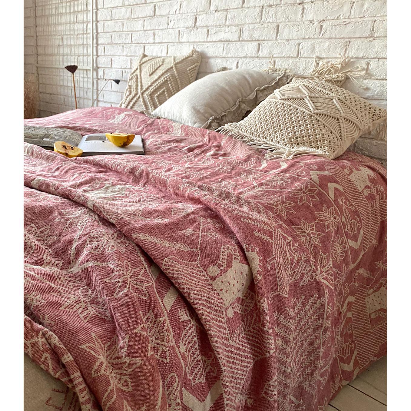 欧洲客单 博物馆典藏系列 小众棉麻提花毯子加厚床单舒适软席