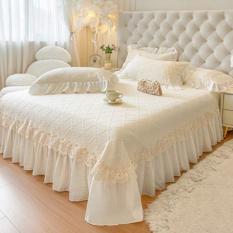 2025新款夏季PE冰丝席凉席三件套家用夏天可水洗机洗床裙款软席子